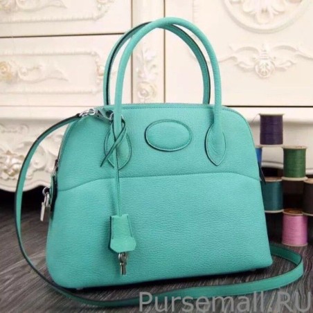 AAA+ Hermes Bolide Tote Bag In Turquoise Leather