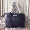 Top Prada Etiquette fabric tote with metal stud trim Black