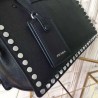 Top Prada Etiquette fabric tote with metal stud trim Black