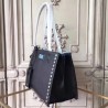 Top Prada Etiquette fabric tote with metal stud trim Black