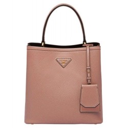 UK Prada Panier Medium Straw Bag 1BA212 Pink