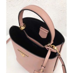 UK Prada Panier Medium Straw Bag 1BA212 Pink