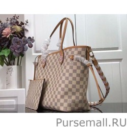 UK Damier Azur Neverfull MM Bag With Braided Strap N50047