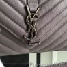 Fashion Saint Laurent Large Monogram College Bag in Grey Goatskin