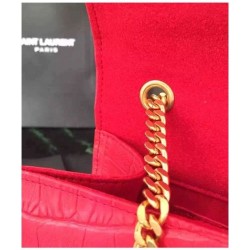 Top Quality Saint Lauren Crocodile Small Monogram Chain Bag Red