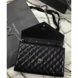 Designer Saint Lauren Monogram Chain Wallet Black