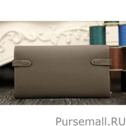 7 Star Hermes Kelly Longue Wallet In Etoupe Epsom Leather