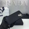 Top Prada Zip Around Wallet Black