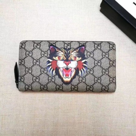 Knockoff Cat Print GG Supreme Zip Around Wallet 451273