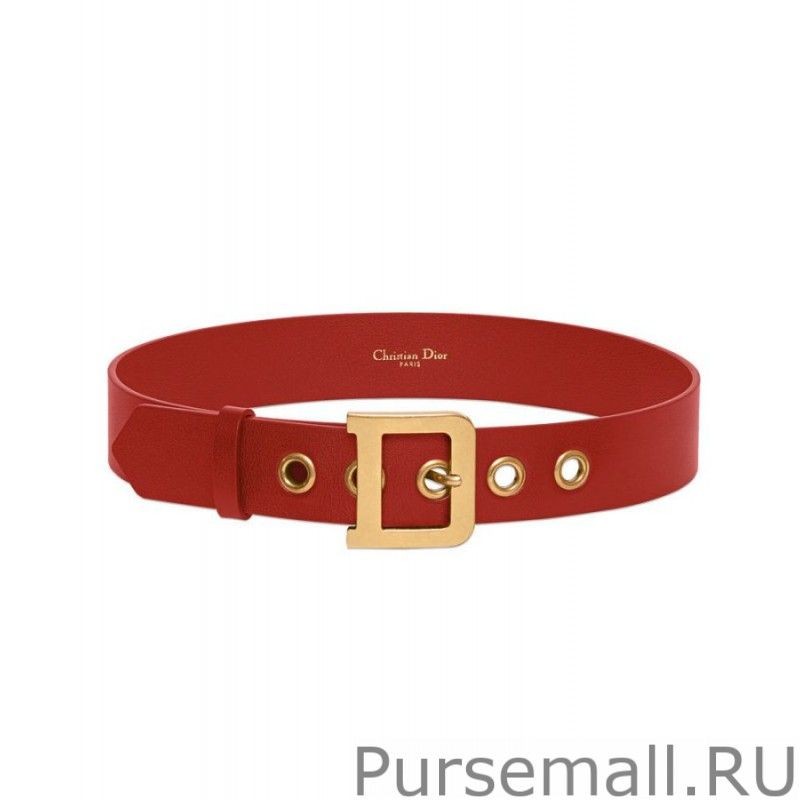 1:1 Mirror Christian Dior Women Diorquake Calfskin Belt Red