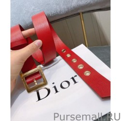 1:1 Mirror Christian Dior Women Diorquake Calfskin Belt Red