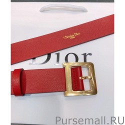 1:1 Mirror Christian Dior Women Diorquake Calfskin Belt Red