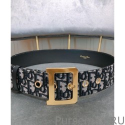 Luxury Christian Dior Women Diorquake Dior Oblique Belt Dark Blue