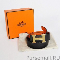 Perfect Black Hermes imported HR1005A Gold Belt