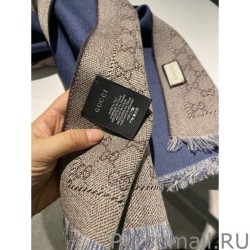 Inspired GG jacquard cashmere scarf 23 x 180 Dark Blue