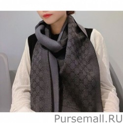 Replicas GG jacquard cashmere scarf 23 x 180 Gray