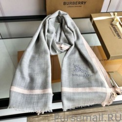 Perfect Burberry Cashmere Solid Color Thin Schawl 80 x 200 Gray