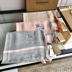 Perfect Burberry Cashmere Solid Color Thin Schawl 80 x 200 Gray