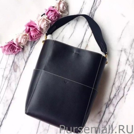 Top Celine Sangle Seau Bag In Black Calfskin