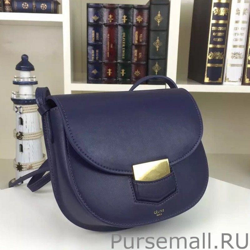 Replicas Celine Small Trotteur Bag In Navy Calfskin