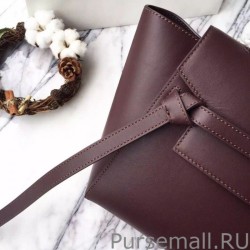 1:1 Mirror Celine Mini Belt Tote Bag In Burgundy Calfskin