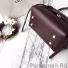 1:1 Mirror Celine Mini Belt Tote Bag In Burgundy Calfskin