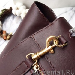 1:1 Mirror Celine Mini Belt Tote Bag In Burgundy Calfskin