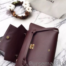 1:1 Mirror Celine Mini Belt Tote Bag In Burgundy Calfskin