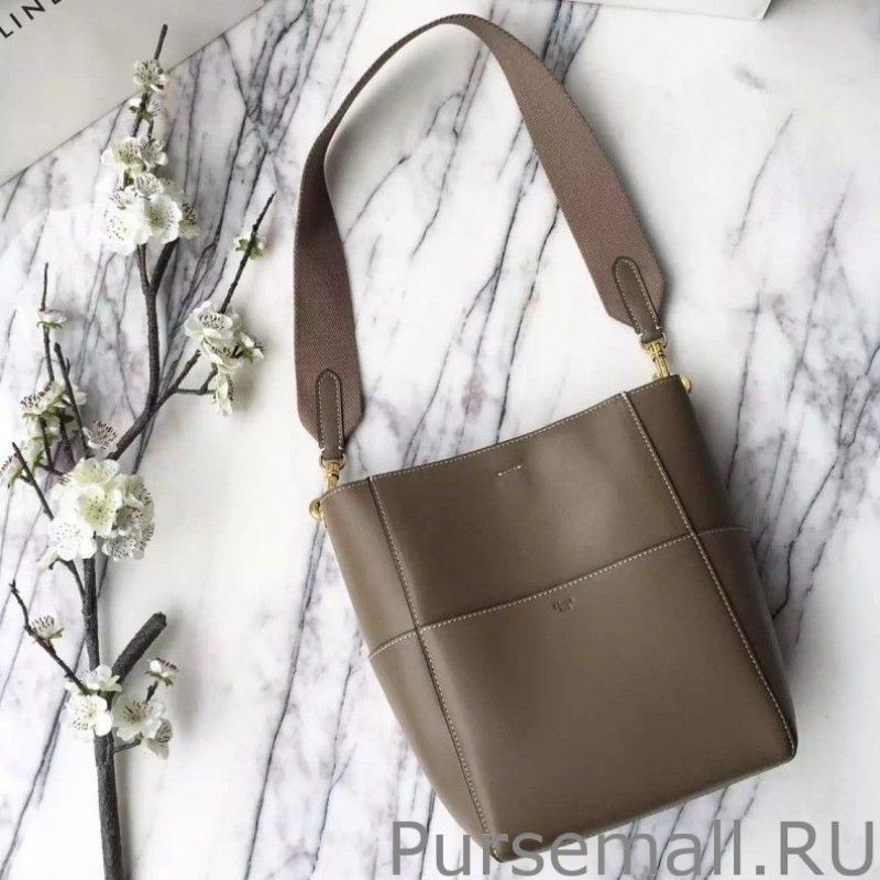 AAA+ Celine Small Sangle Seau Bag In Khaki Calfskin