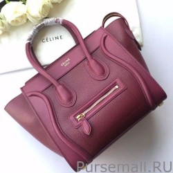 Top Quality Celine Mini Luggage Bag In Burgundy Goatskin