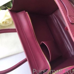 Top Quality Celine Mini Luggage Bag In Burgundy Goatskin