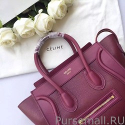 Top Quality Celine Mini Luggage Bag In Burgundy Goatskin