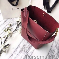 High Quality Celine Small Sangle Seau Bag In Bordeaux Calfskin