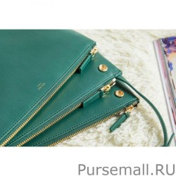 Copy Celine Large Trio Crossbody Bag In Green Calfskin