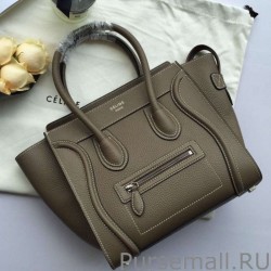 Inspired Celine Mini Luggage Bag In Khaki Grained Leather