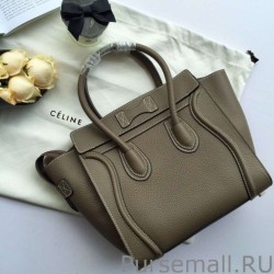 Inspired Celine Mini Luggage Bag In Khaki Grained Leather