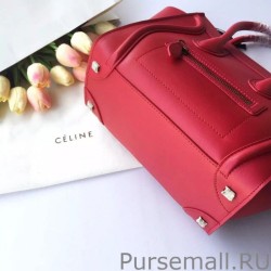 1:1 Mirror Celine Mini Luggage Bag In Red Calfskin