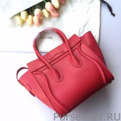 1:1 Mirror Celine Mini Luggage Bag In Red Calfskin