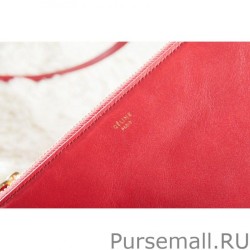 Luxury Celine Small Trio Crossbody Bag In Red Calfskin