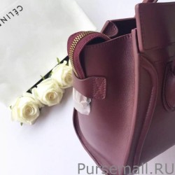 High Quality Celine Mini Luggage Bag In Burgundy Calfskin