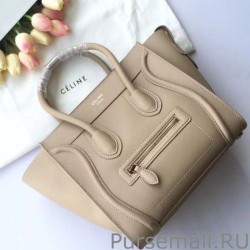 Designer Celine Mini Luggage Bag In Beige Calfskin