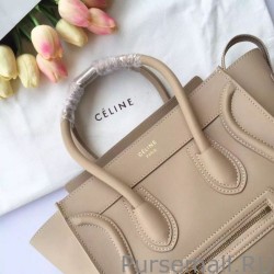 Designer Celine Mini Luggage Bag In Beige Calfskin