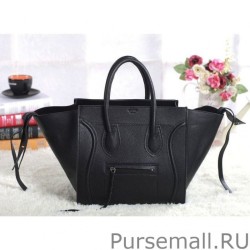 Fashion Celine Medium Phantom Bag In Black Drummed Leather