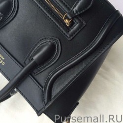 AAA+ Celine Nano Luggage Bag In Black Calfskin