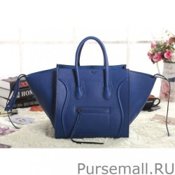 1:1 Mirror Celine Medium Phantom Bag In Blue Drummed Leather