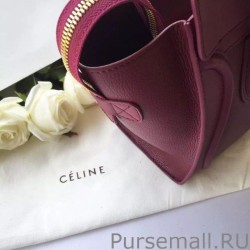 Top Celine Micro Luggage Bag In Burgundy Goatskin