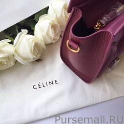 Wholesale Celine Nano Luggage Bag In Burgundy Goatskin Leather