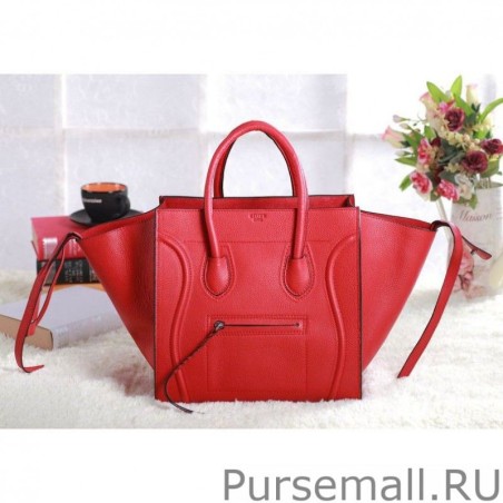 Inspired Celine Medium Phantom Bag In Red Drummed Leather