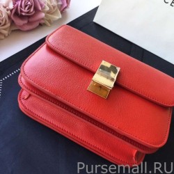 Top Quality Celine Medium Classic Box Bag In Red Goatskin