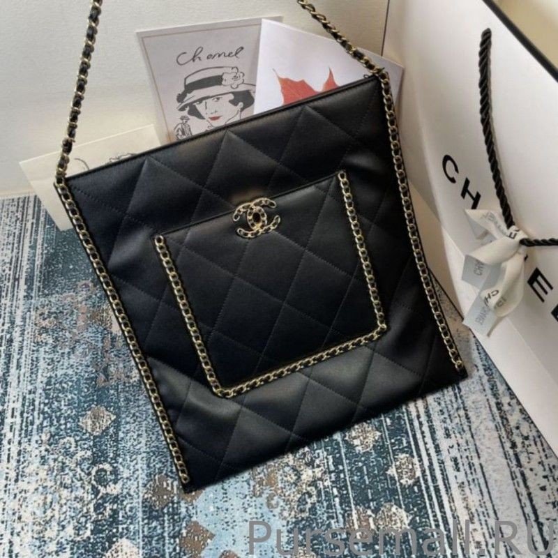 1:1 Mirror Calfskin Shopping Bag AS2973 Black